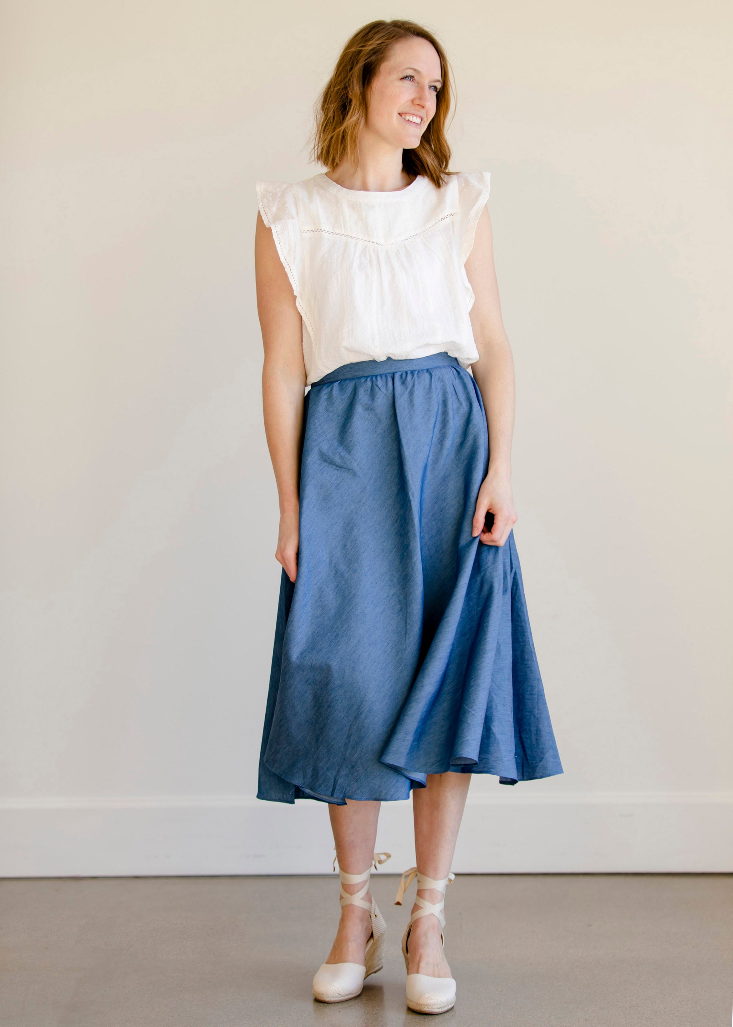 Chambray shop swing skirt