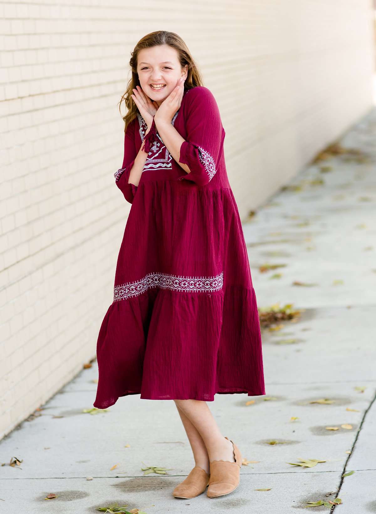 Modest hotsell embroidered dress