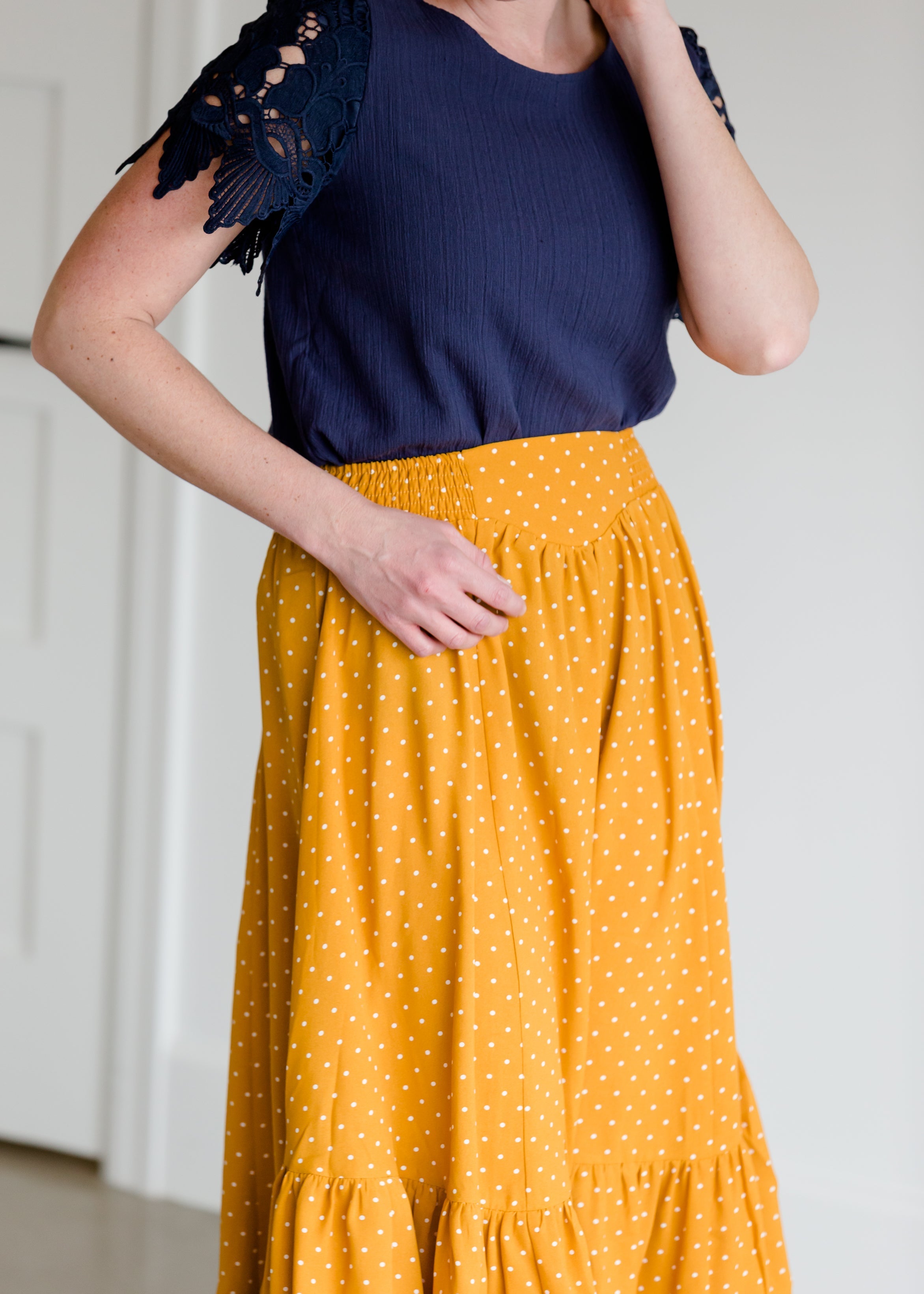 High waisted polka dot hotsell maxi skirt