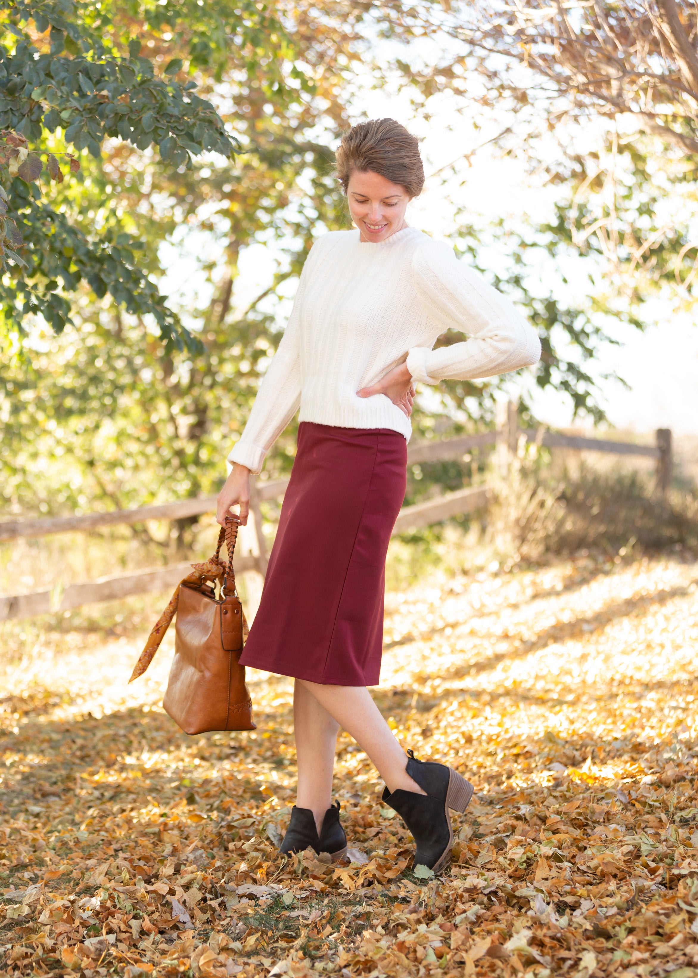 Burgundy yellow outlet skirt