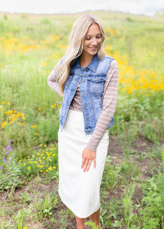 Quinn Ivory Knit Midi Skirt Skirts