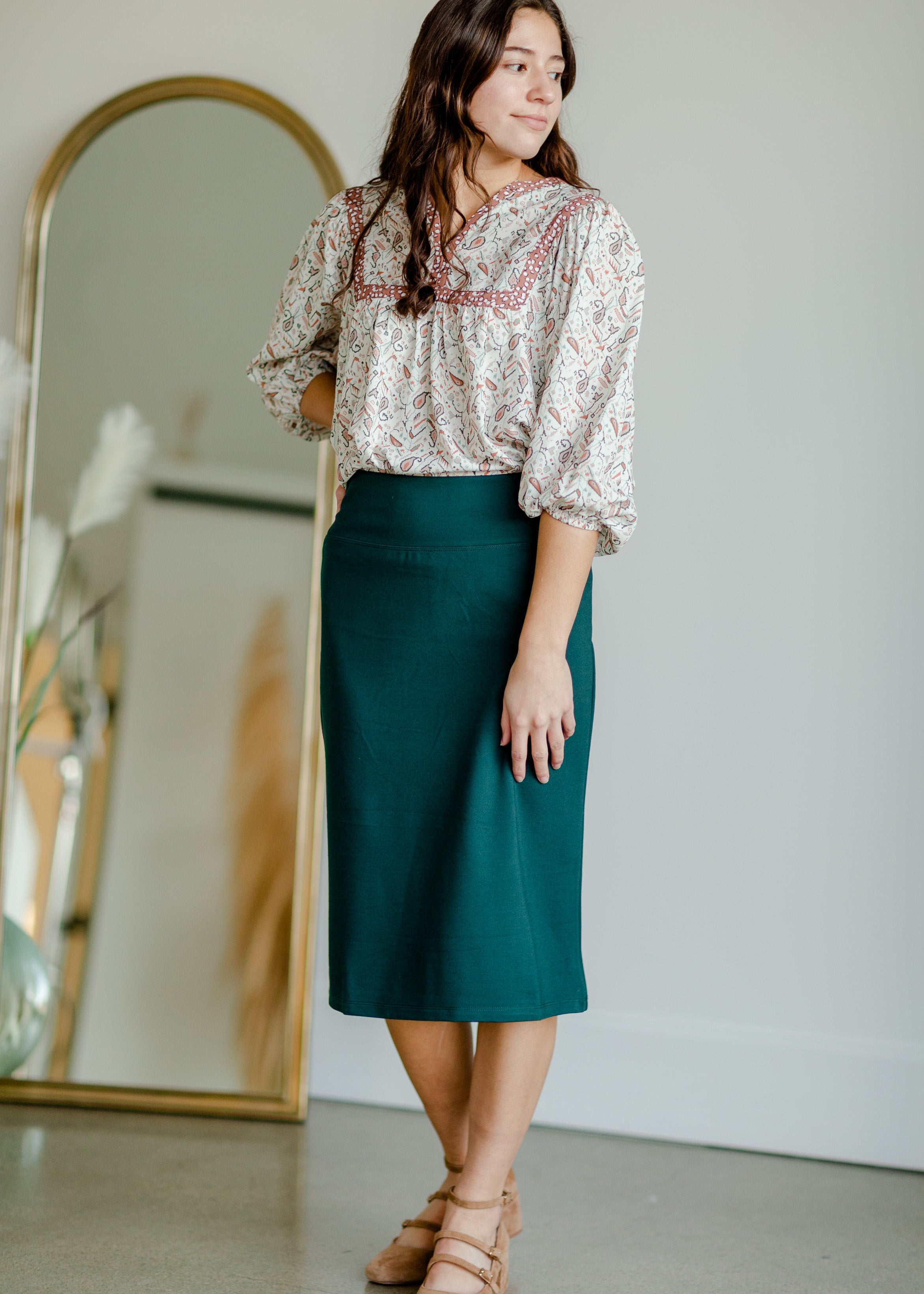 Jade green 2025 midi skirt