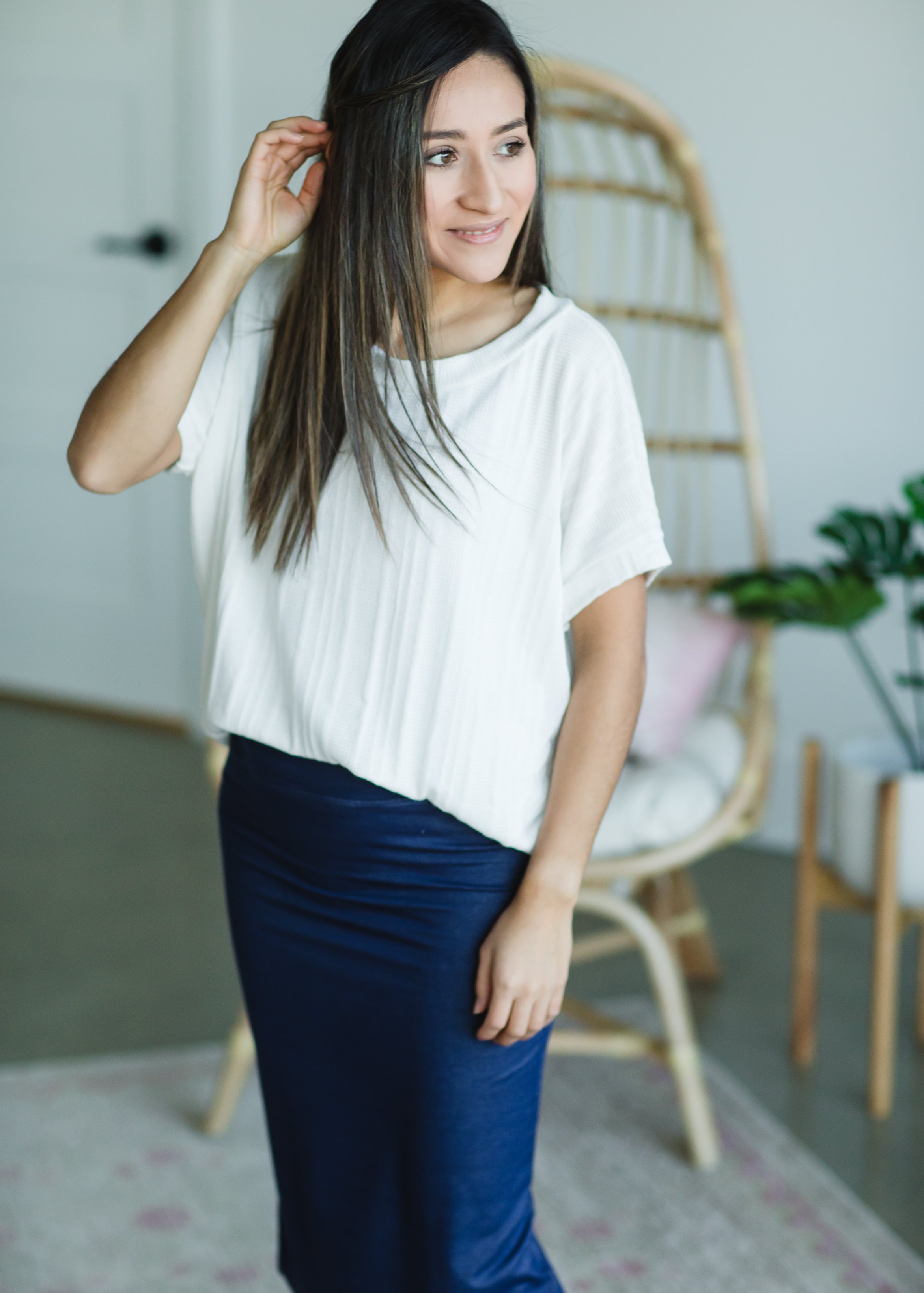 Rebecca Navy Knit Midi Skirt - FINAL SALE – Inherit Co.