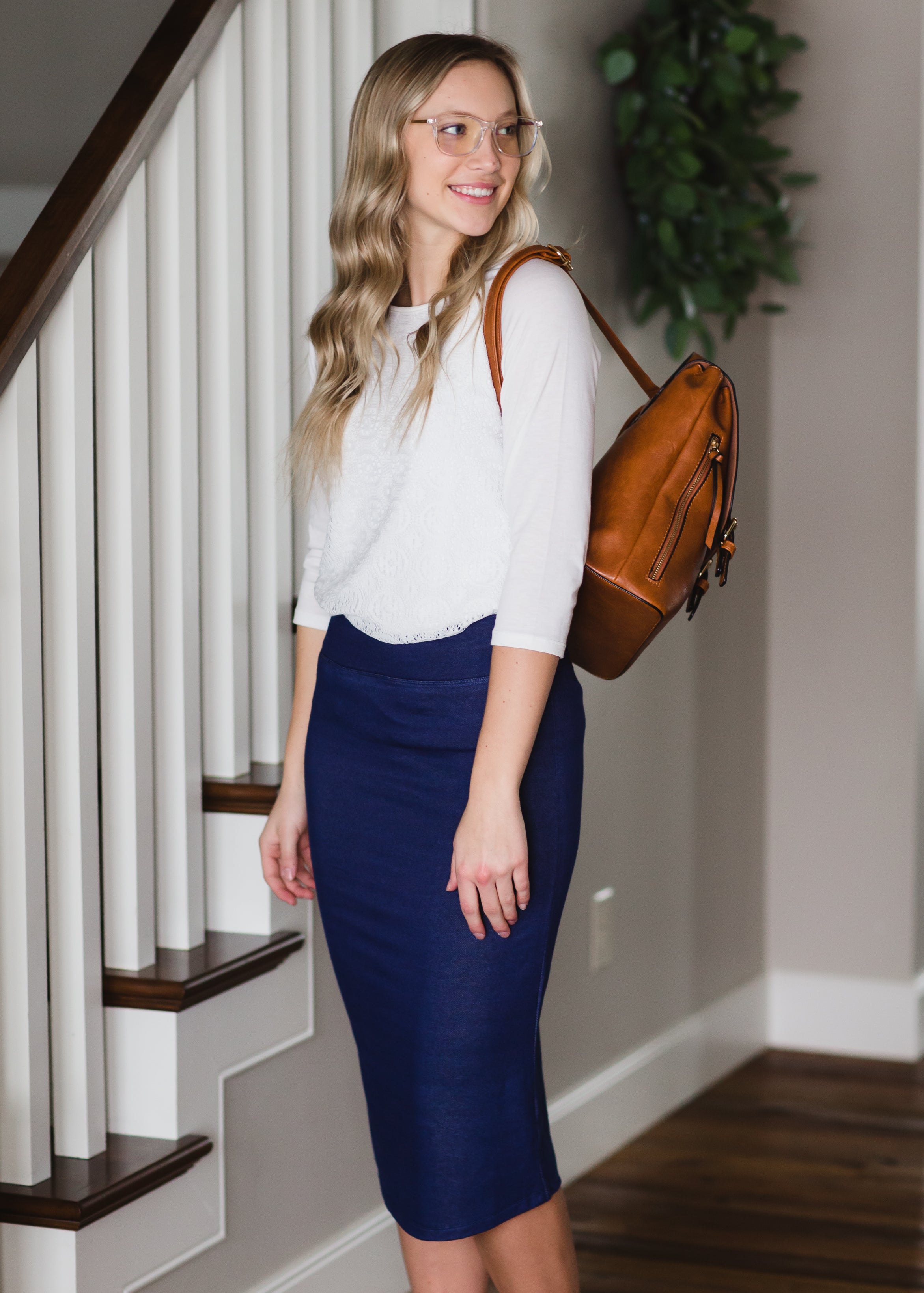 Rebecca Navy Knit Midi Skirt - FINAL SALE – Inherit Co.