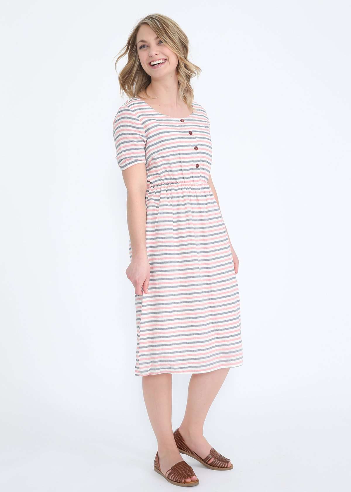 Modest Women's - Rojo Striped Midi Dress – Inherit Co.