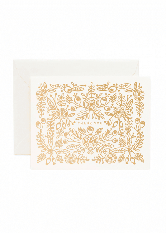 Modest women's boutique gold foil floral thank you card