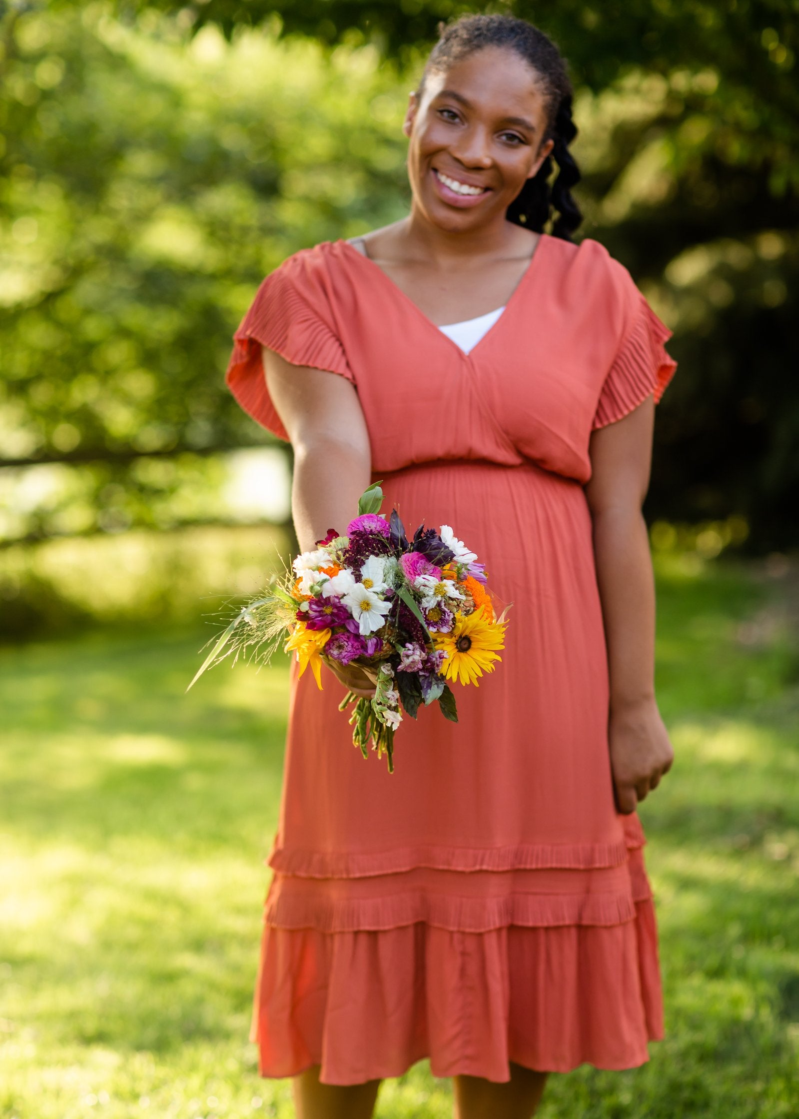 Tiered pleated cheap midi dress