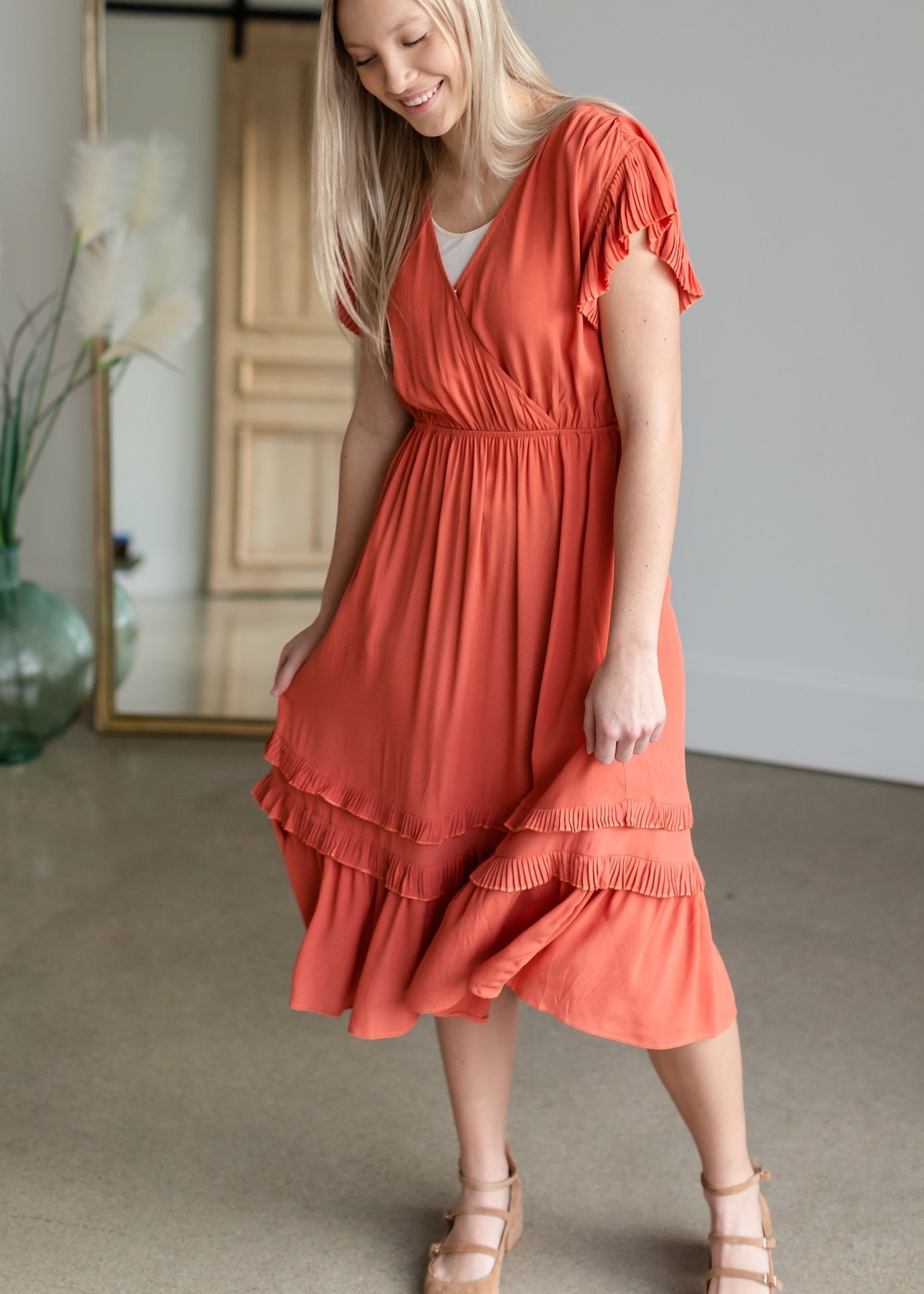 MISTREASS Bicolor Ruffle Pleated Dress - ロングワンピース