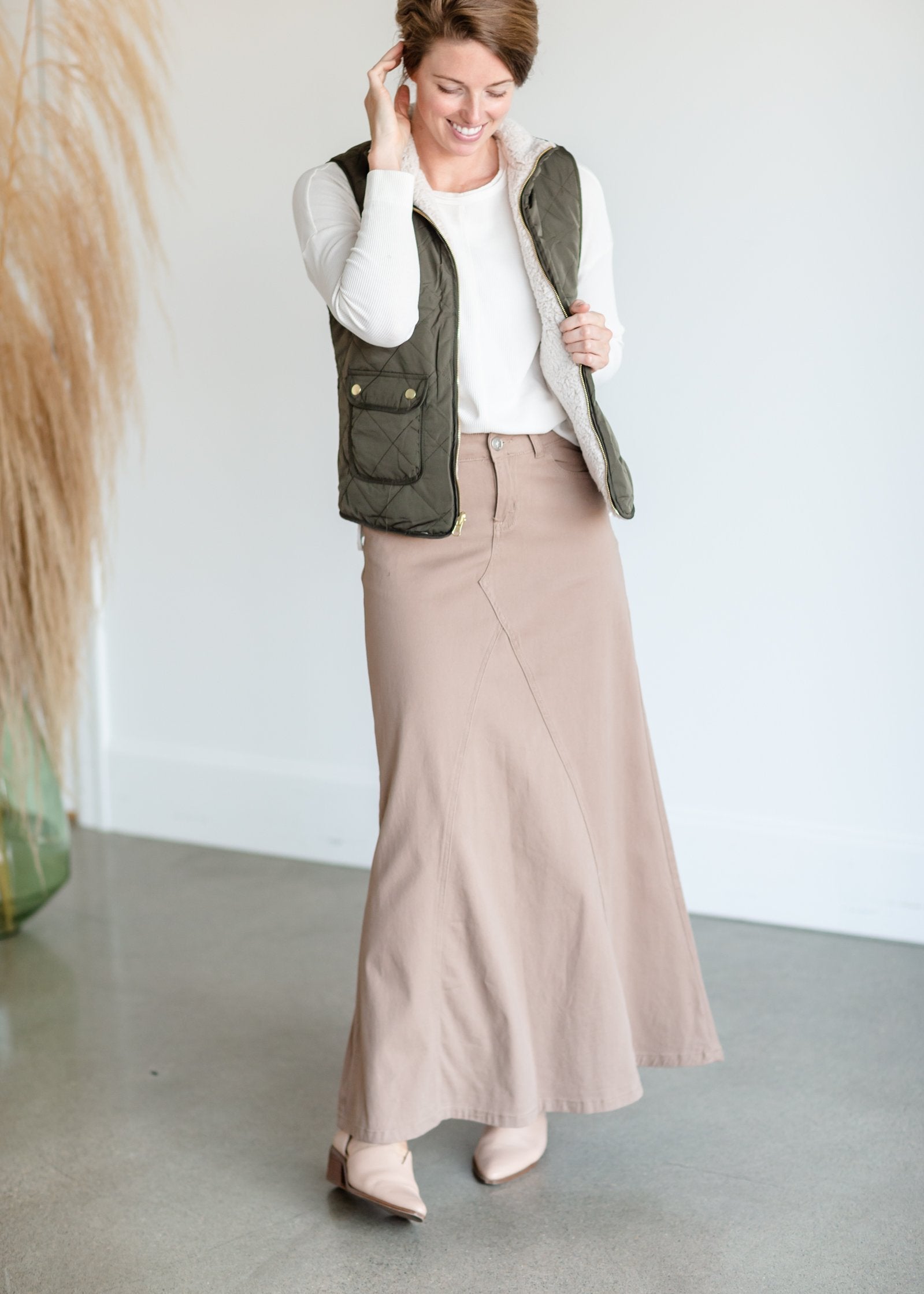 Long khaki hotsell skirts 50s