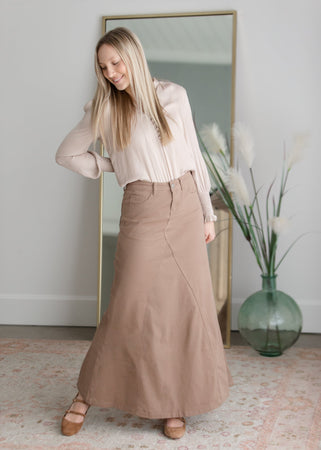 Long khaki skirts 80s hotsell