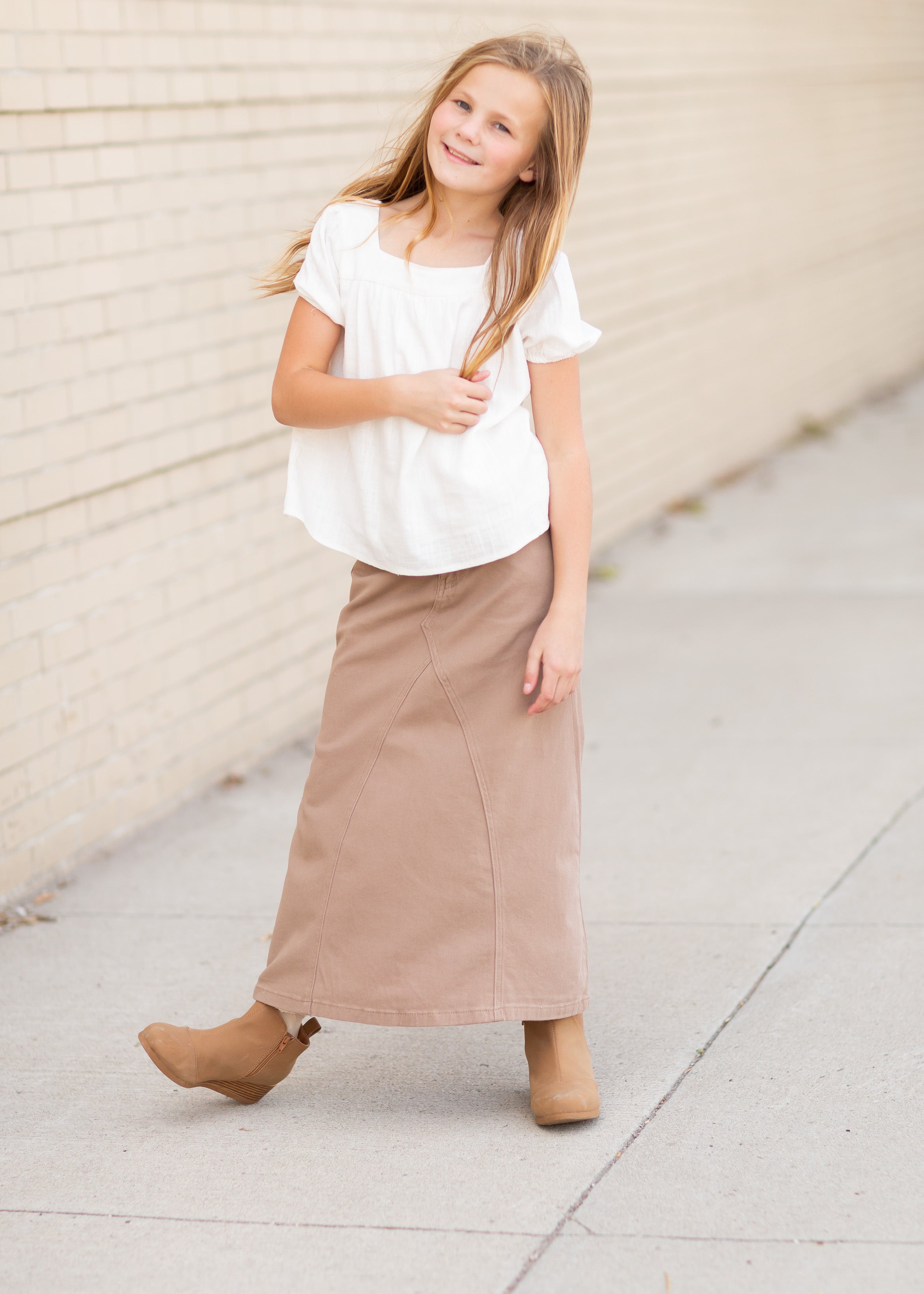 Long khaki skirts outlet cute