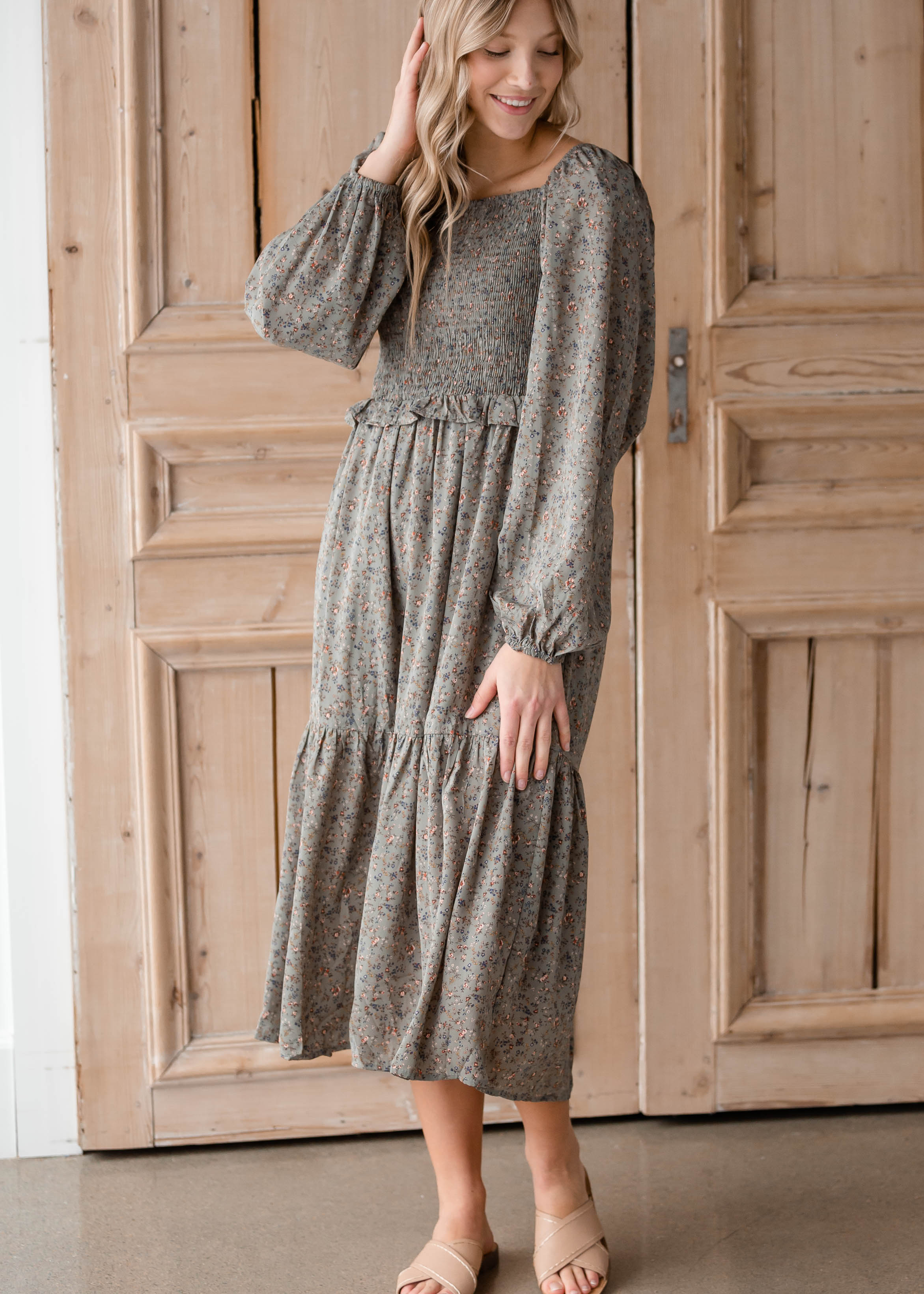 Square Neck Smocked Midi Dress - FINAL SALE – Inherit Co.