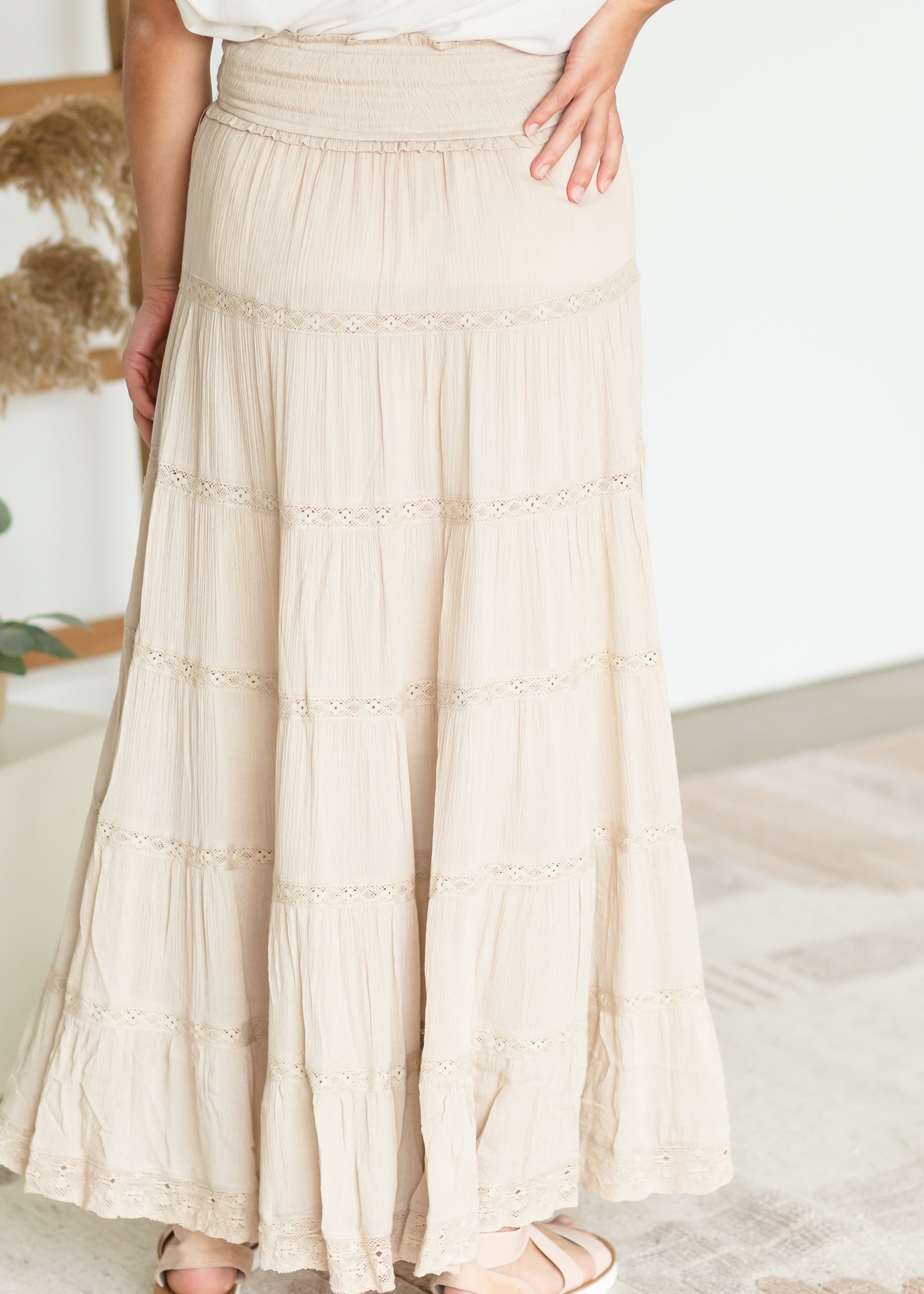 Tiered Lace Accent Maxi Skirt - FINAL SALE – Inherit Co.