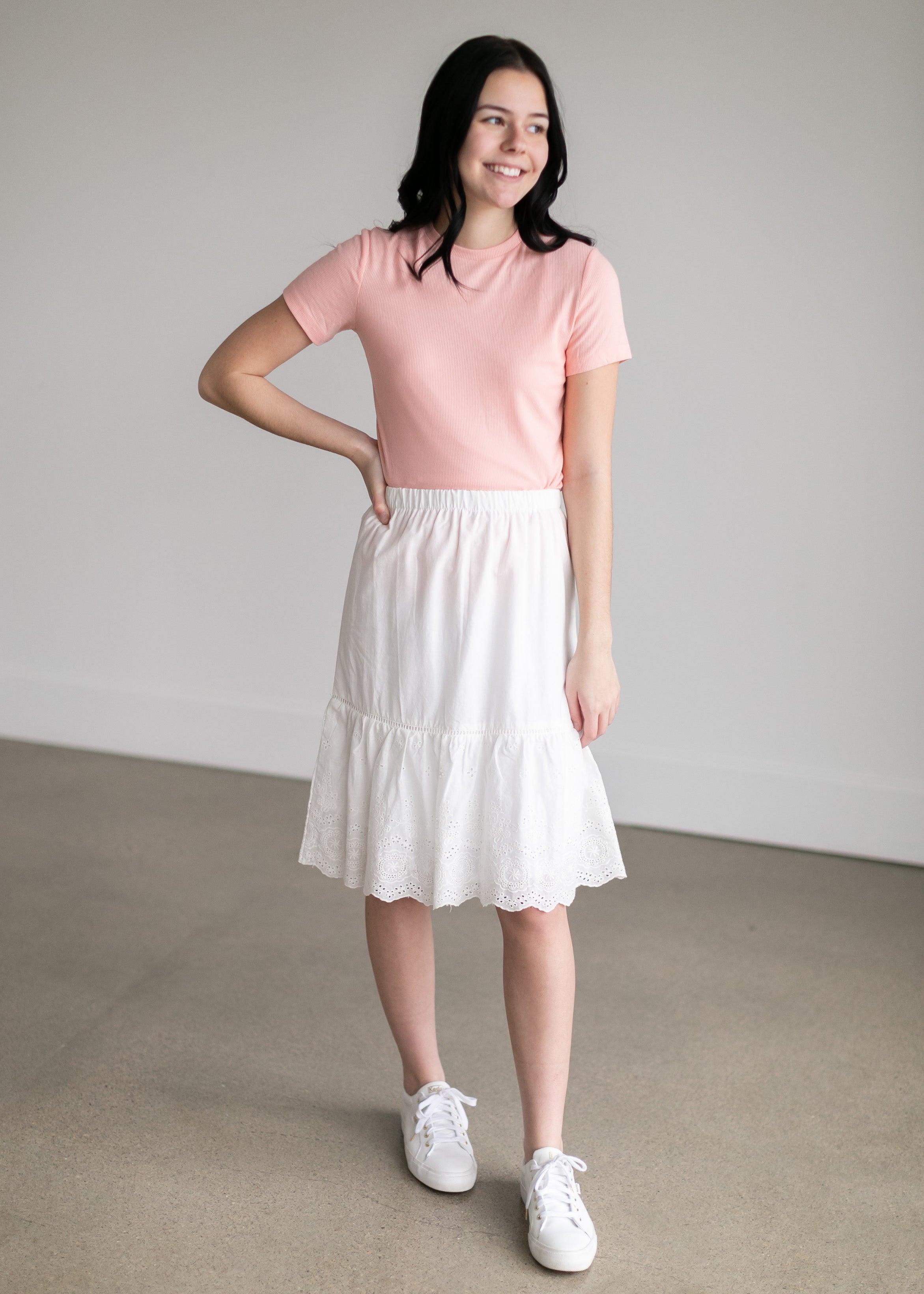 Knee length tiered clearance skirts