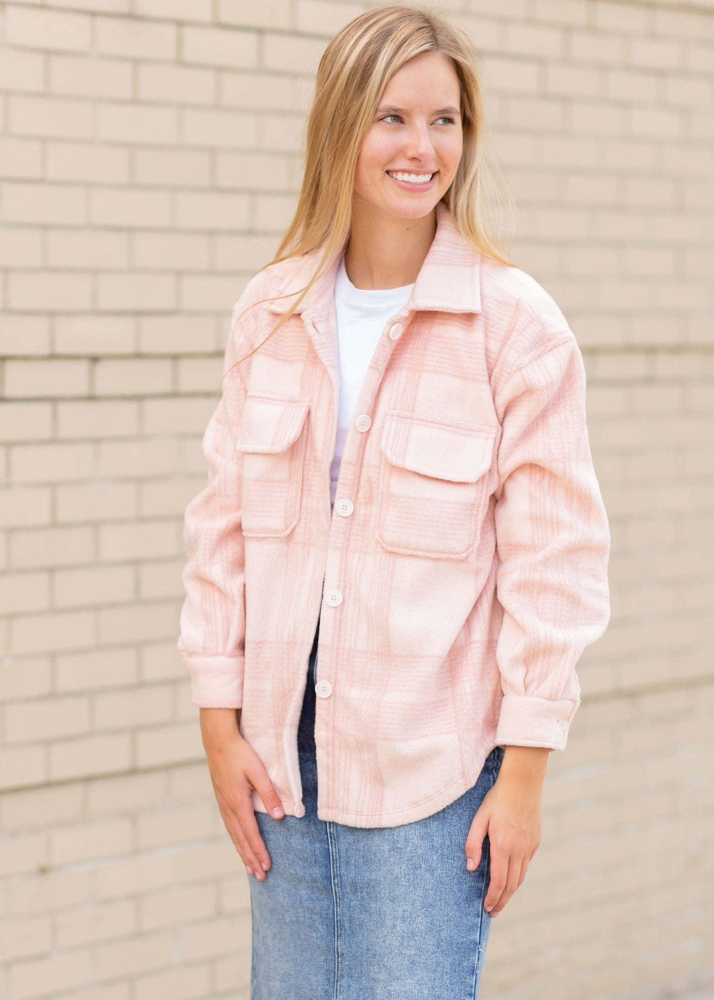 Tucker Pink Fleece Plaid Jacket Tops