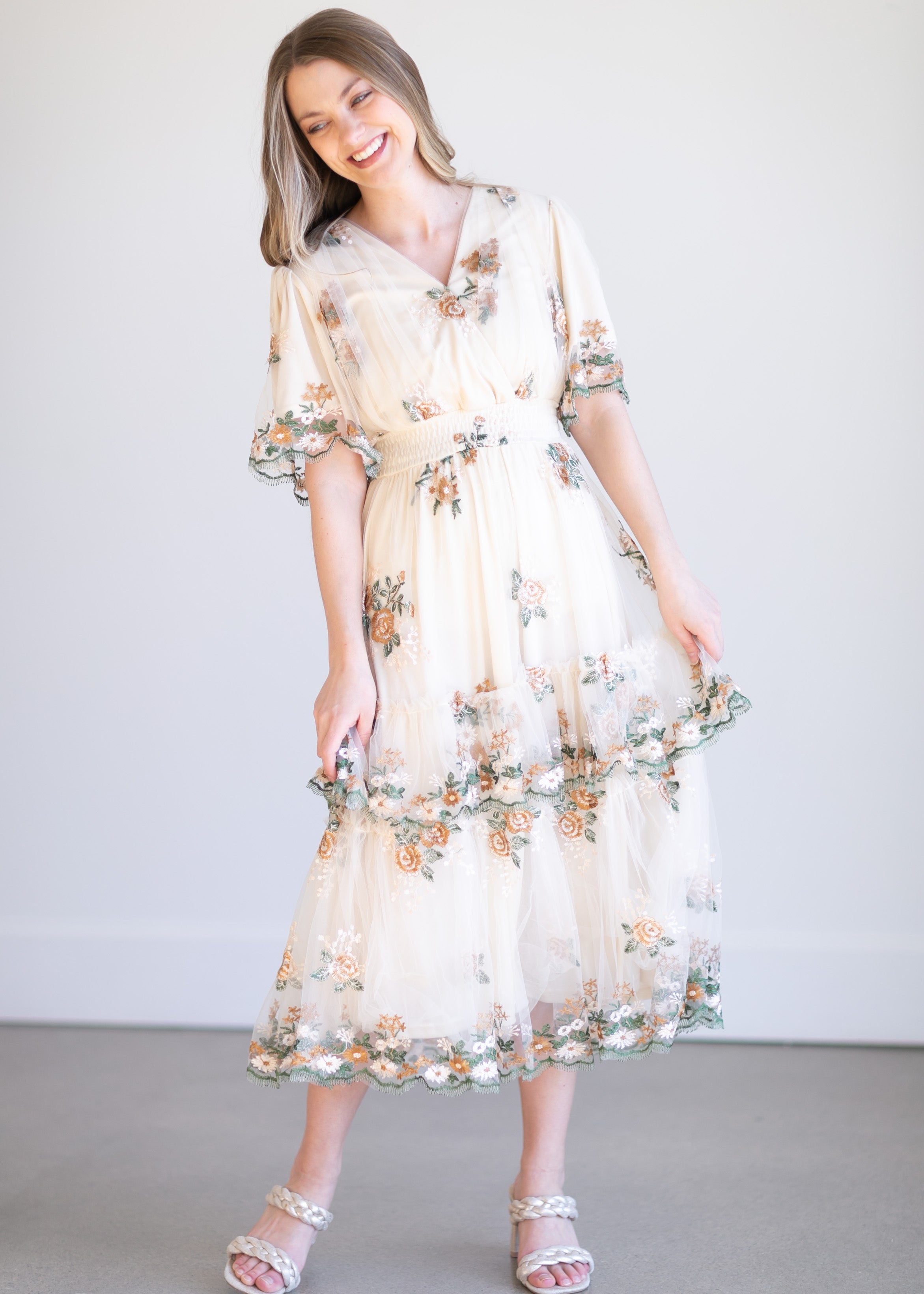 Full bloom cheap embroidered dress