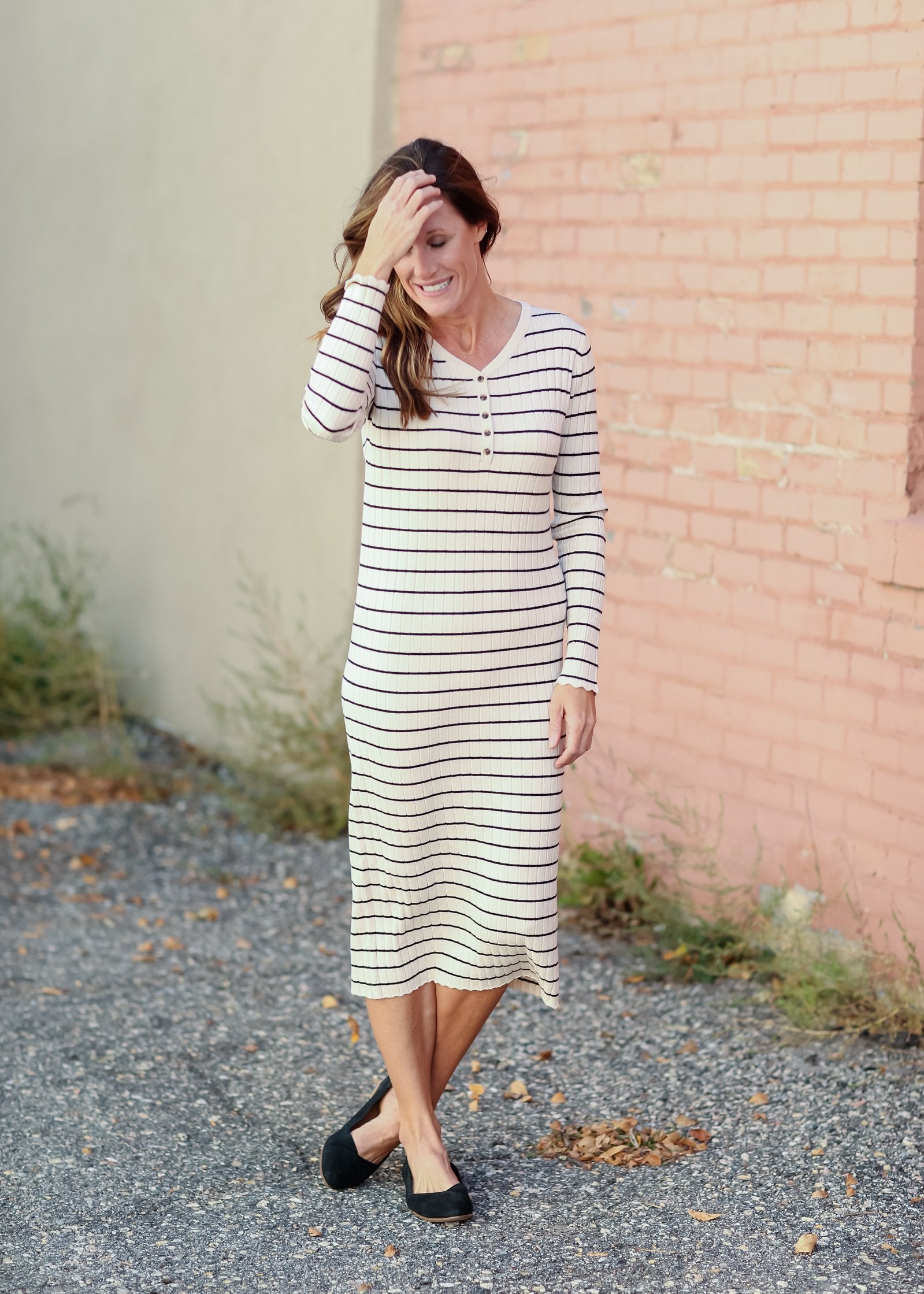 3/4 Sleeve Rope Belt Midi Dress - FINAL SALE – Inherit Co.